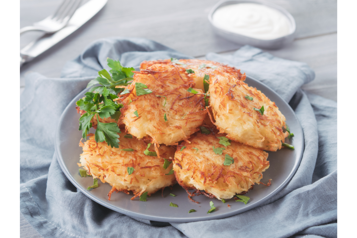 Potato latkes, grated potato pancakes, mashed potato pancakes, potato fritters,